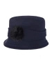 Elegancki kapelusz damski cloche granatowy – ocieplana podszewka i subtelna ozdoba 42365