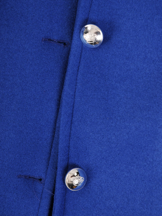 Nowoczesny wełniany płaszcz z ozdobnymi guzikami 34114