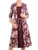 Elegancka bordowa sukienka rozkloszowana midi w kwiaty – wysmuklający fason z wiązaniem w talii 31014
