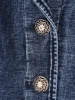 Damska marynarka bawełniana w kolorze jeansu o prostym kroju – stylowy dodatek do sukienki na jesień 41711