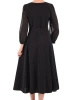 Czarna sukienka maxi rozkloszowana z akcentem w talii – elegancki model z odpinaną ozdobą 40454