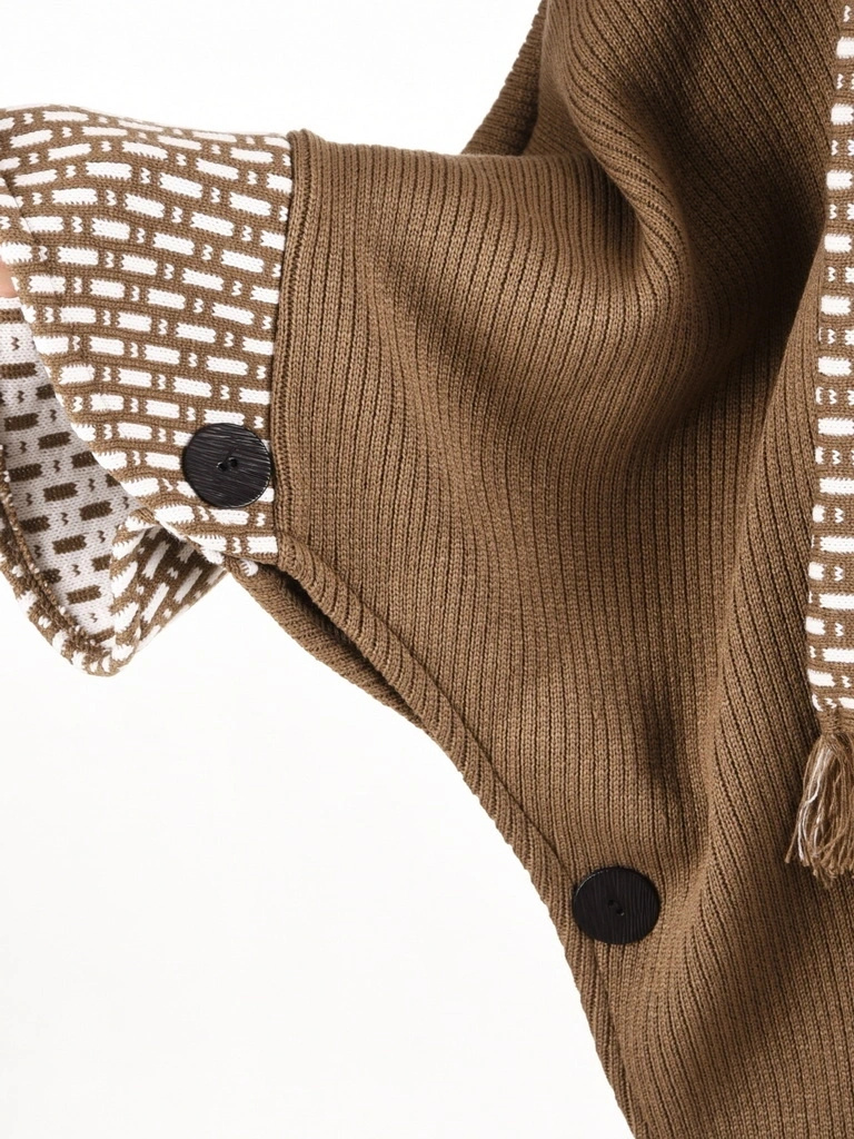 Elegancki sweter damski beżowy z szalowym kołnierzem – wygodny, luźny fason na chłodne dni 42167