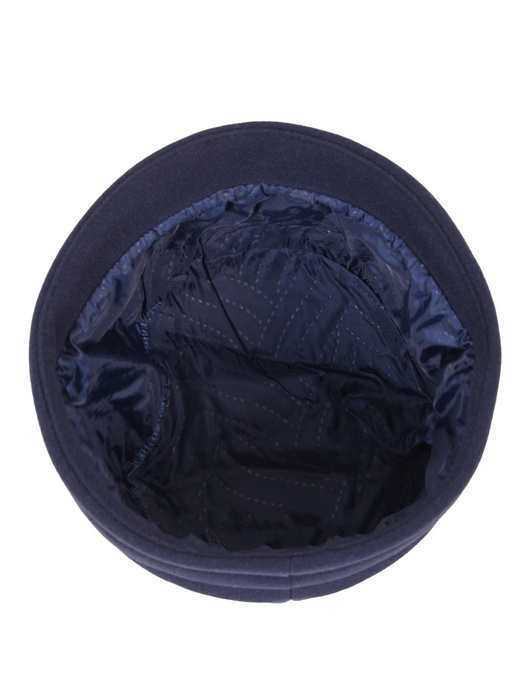 Elegancki granatowy kapelusz damski cloche – ocieplana propozycja z ozdobną wstawką 42427