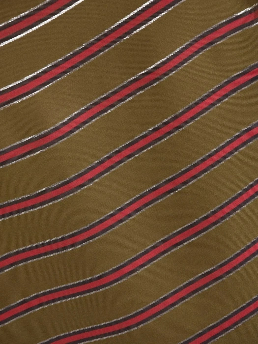 Elegancka bluzka wiskozowa w paski khaki – prosty fason ze srebrną nitką 41443