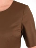 Elegancka brązowa sukienka rozkloszowana midi – kobiecy fason z paskiem modelującym figurę 40361