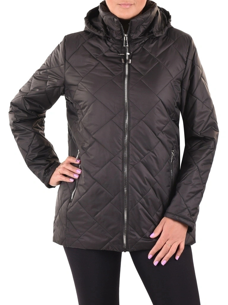 Pikowana kurtka zimowa damska w odcieniu czerni – klasyczny fason z odpinanym kapturem 40228