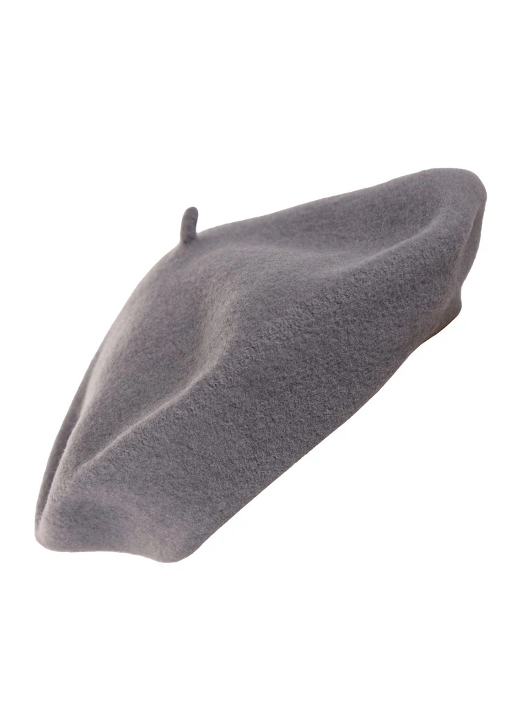 Szary beret damski wełniany w stylu francuskim – ciepłe i stylowe nakrycie głowy z antenką 40865