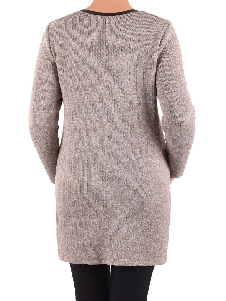 Elegancki sweter damski rozpinany o prostym kroju – ciepły model na jesień z praktycznymi kieszeniami 40474