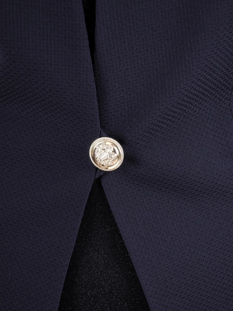 Elegancki granatowy żakiet damski do sukienki – prosty krój zapinany na guzik 37284