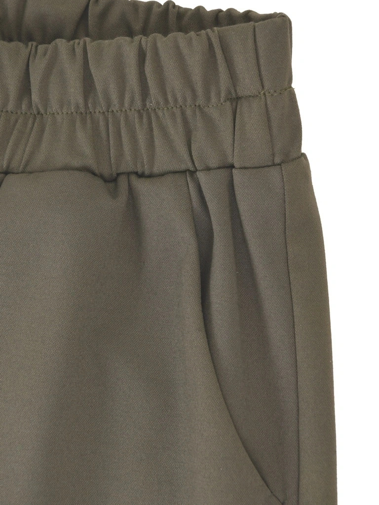 Elegancki komplet damski ze spodniami khaki – wiskozowy prosty krój z kołnierzykiem i gumą w pasie 42595