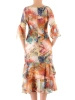 Kolorowa sukienka wizytowa o kroju syrenki – efektowne falbany i dekolt w serek modelujący sylwetkę 38027