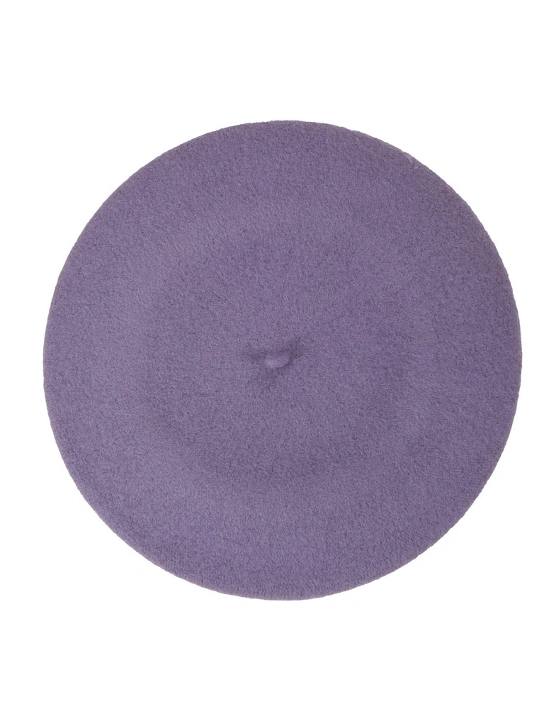 Elegancki beret damski wełniany fioletowy – klasyczny francuski krój na jesień i zimę 40893