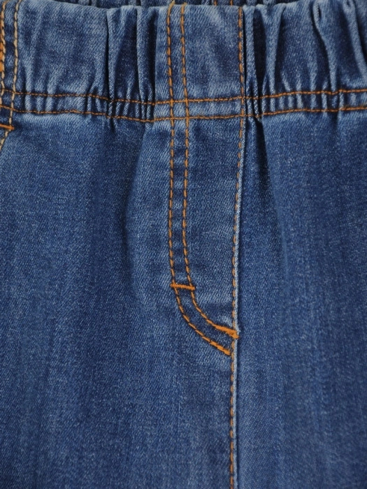 Eleganckie granatowe jeansy z prostą nogawką – optycznie wysmuklające, z wygodną gumką w pasie 34897