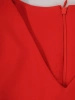 Elegancka czerwona sukienka midi z dekoltem w serek – prosty krój z ozdobnymi guzikami 24243