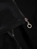 Elegancka czarna sukienka biznesowa z rękawem 3/4 – prosty fason z ozdobnym kołnierzykiem 18566