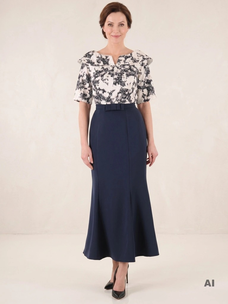 Elegancka suknia wieczorowa maxi w kwiaty – fason syrenka pięknie modelujący sylwetkę 39370