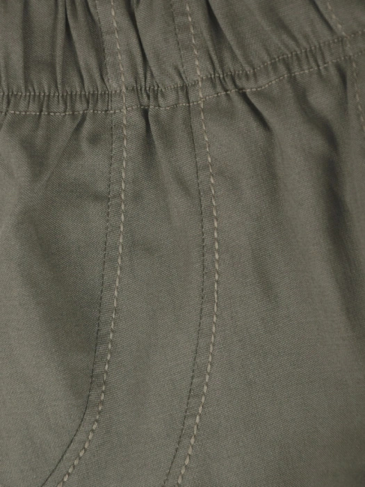Modne spodnie damskie na gumce w kolorze khaki – prosty krój zapewniający wygodę i swobodę ruchów 37640