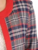 Elegancki żakiet damski do sukienki w kratę – prosty fason z ozdobną lamówką 31351