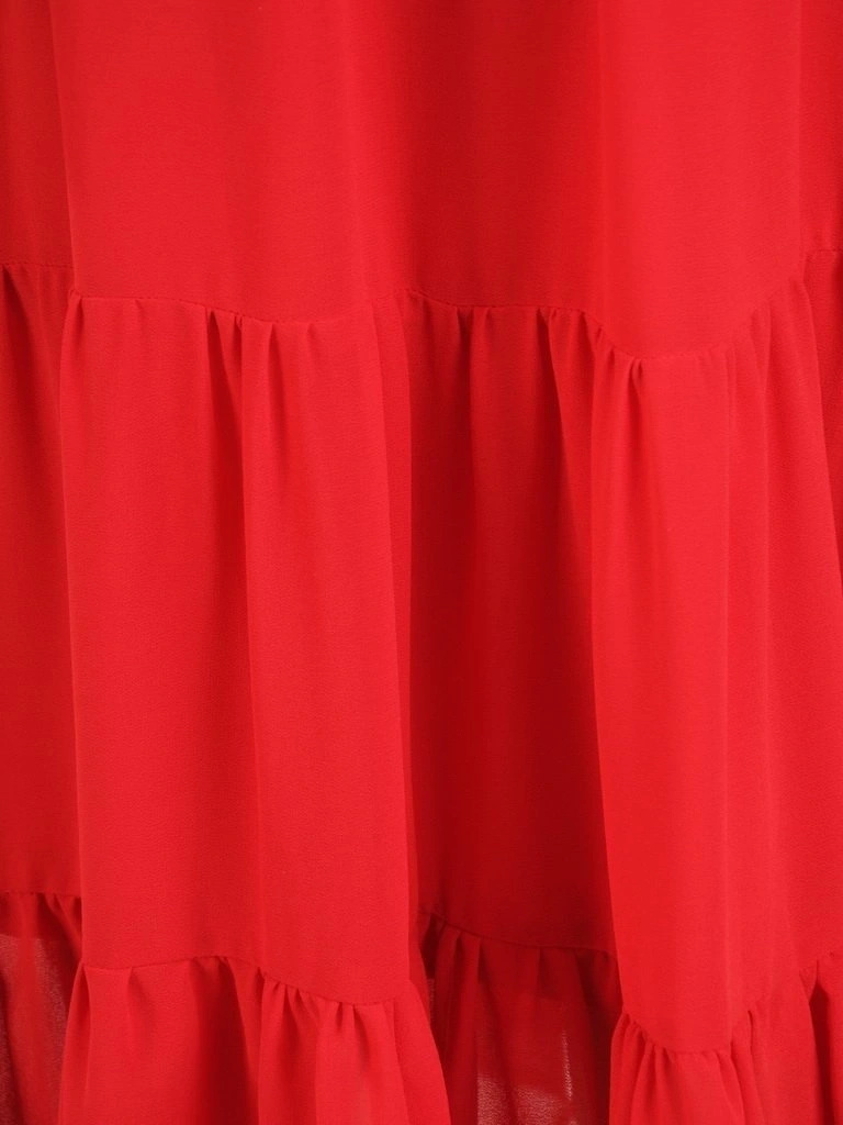Elegancka sukienka rozkloszowana czerwona na święta i wesele – kobiecy krój midi akcentujący talię 30211