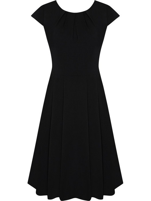 Rozkloszowana sukienka Izaura IV, kreacja w kolorze czarnym.	
