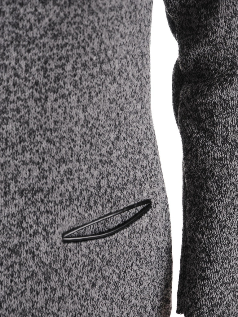 Elegancki szary sweter damski rozpinany na suwak – prosty fason z kieszeniami na chłodne dni 38976