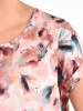 Elegancka bluzka wizytowa w kwiaty – prosty fason z rozcięciami tuszujący biodra 42040