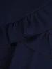 Elegancka sukienka trapezowa midi w kolorze granatowym – dwuwarstwowy fason z ozdobną falbaną 26887