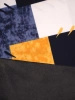 Wielobarwna bluzka damska z ekoskórą w modny patchwork – fason kimono, maskujący talię i wysmuklający plecy 32505
