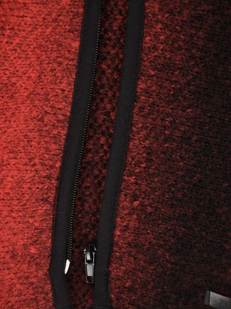 Czerwony elegancki sweter damski rozpinany – luźny krój z rękawem 3/4 i ozdobnymi guzikami 42182