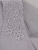Sukienka na wesele, popielata kreacja z tiulowymi wstawkami na rękawach 19616