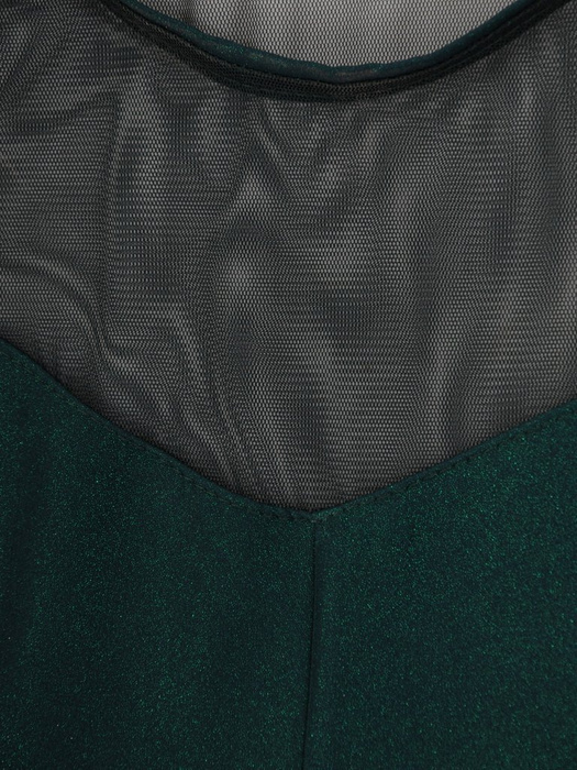 Rozkloszowana sukienka z połyskiem, kreacja z tiulowym karczkiem 23110