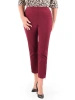 Eleganckie bordowe spodnie damskie dopasowane 7/8 z zamkami – idealne do biura i na lato plus size 34873