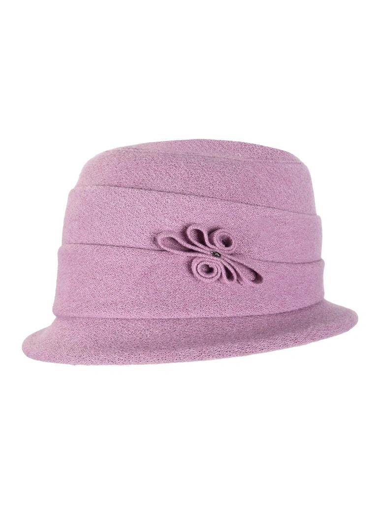 Elegancki kapelusz damski cloche w odcieniu liliowym – stylowy model z ociepleniem na jesień i zimę 42454