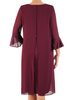 Śliwkowa sukienka z szyfonu, luźna kreacja z modnymi rękawami 21837