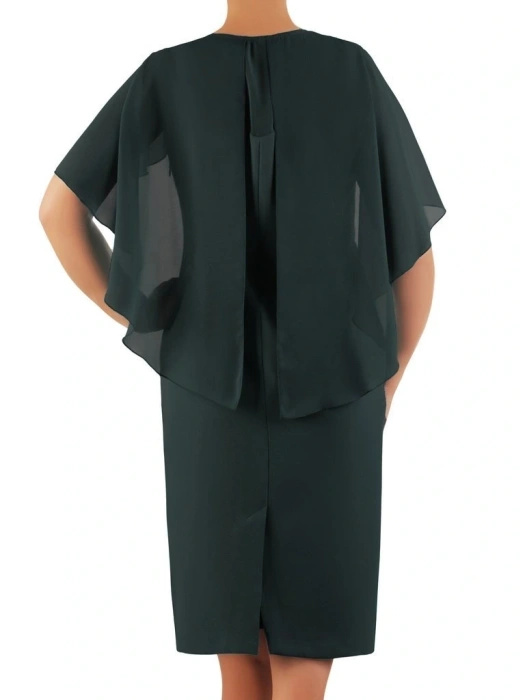 Elegancka zielona sukienka na andrzejki i wesele – narzutka kimono maskująca niedoskonałości 26330