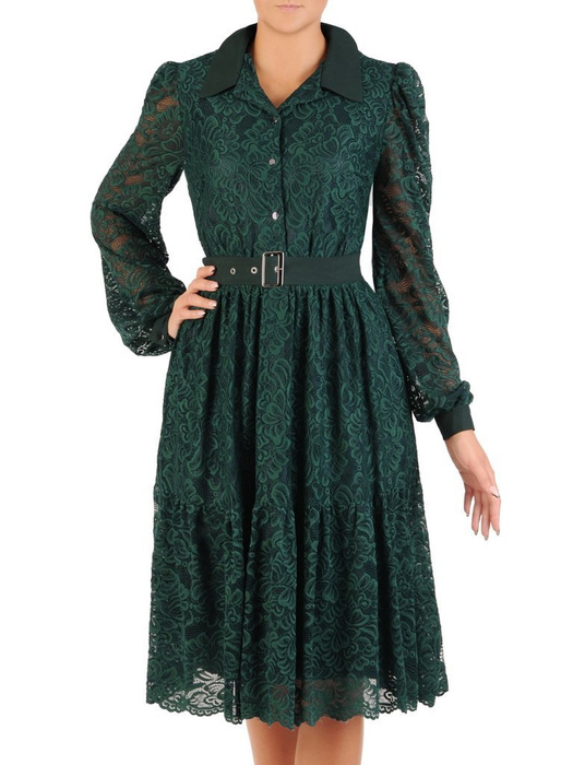 Wizytowa sukienka damska, kreacja z zielonej koronki 27373