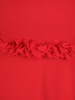 Czerwona sukienka z dwuwarstwową spódnicą i ozdobną aplikacją 30627