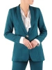 Elegancki żakiet damski do sukienki butelkowa zieleń – prosty krój z ozdobnym zapięciem 39149