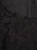 Elegancka czarna sukienka trapezowa midi w kwiaty – swobodny krój z ozdobnymi falbanami 27386