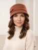 Elegancki rudy kapelusz damski cloche na zimę – ozdobna kokarda i wywinięte rondo 42443