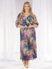Rozkloszowana sukienka koktajlowa maxi w kwiaty – wysmuklający krój z elastyczną talią 37958