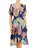 Elegancka sukienka rozkloszowana midi w kwiaty – kobiece wiązanie modelujące talię 28996