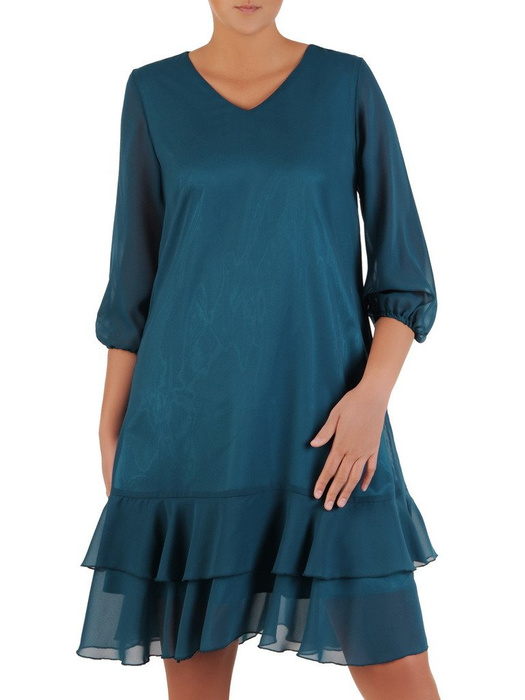 Trapezowa sukienka z szyfonu, zwiewna kreacja na jesień 22304.