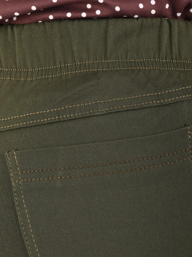 Klasyczne zielone spodnie 7/8 plus size z suwakami – dopasowany fason na lato z gumką 35153