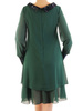 Szyfonowa sukienka z cekinowymi wstawkami, zielona kreacja z falbaną 35029