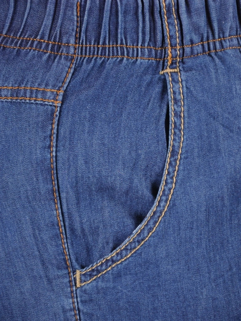 Granatowe klasyczne spodnie wide leg z gumką w pasie – elegancko modelujące sylwetkę na co dzień 38261