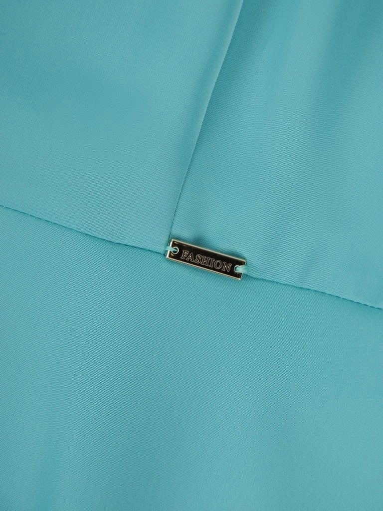 Elegancka miętowa sukienka rozkloszowana midi na lato – pionowe zaszewki wyszczuplające sylwetkę 35963