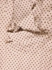 Beżowa sukienka rozkloszowana maxi w grochy – kobiecy krój z wiązaniem modelującym talię 41558