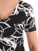Czarna sukienka w kwiaty z dekoltem V – prosty fason ze swobodną elegancją na lato 39756