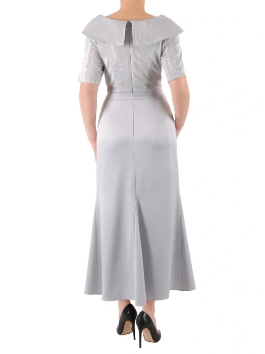 Srebrna suknia balowa i wieczorowa maxi syrenka – elegancki połysk modelujący figurę 39371